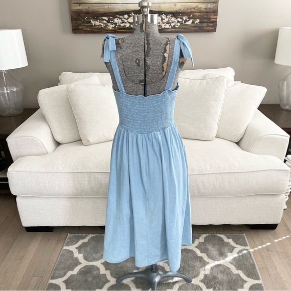 NWT XXL  LC Lauren Conrad, Jean jumper overall midi dress with pockets - Picture 7 of 11